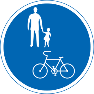 Official Japanese sign: blue circle with a pedestrian and a bicycle, pedestrians and bicycles only