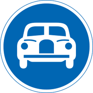 Official Japanese sign: blue circle with a white car, motor vehicles only